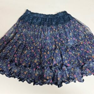 Floral Navy Tiered Ruffle Skirt
